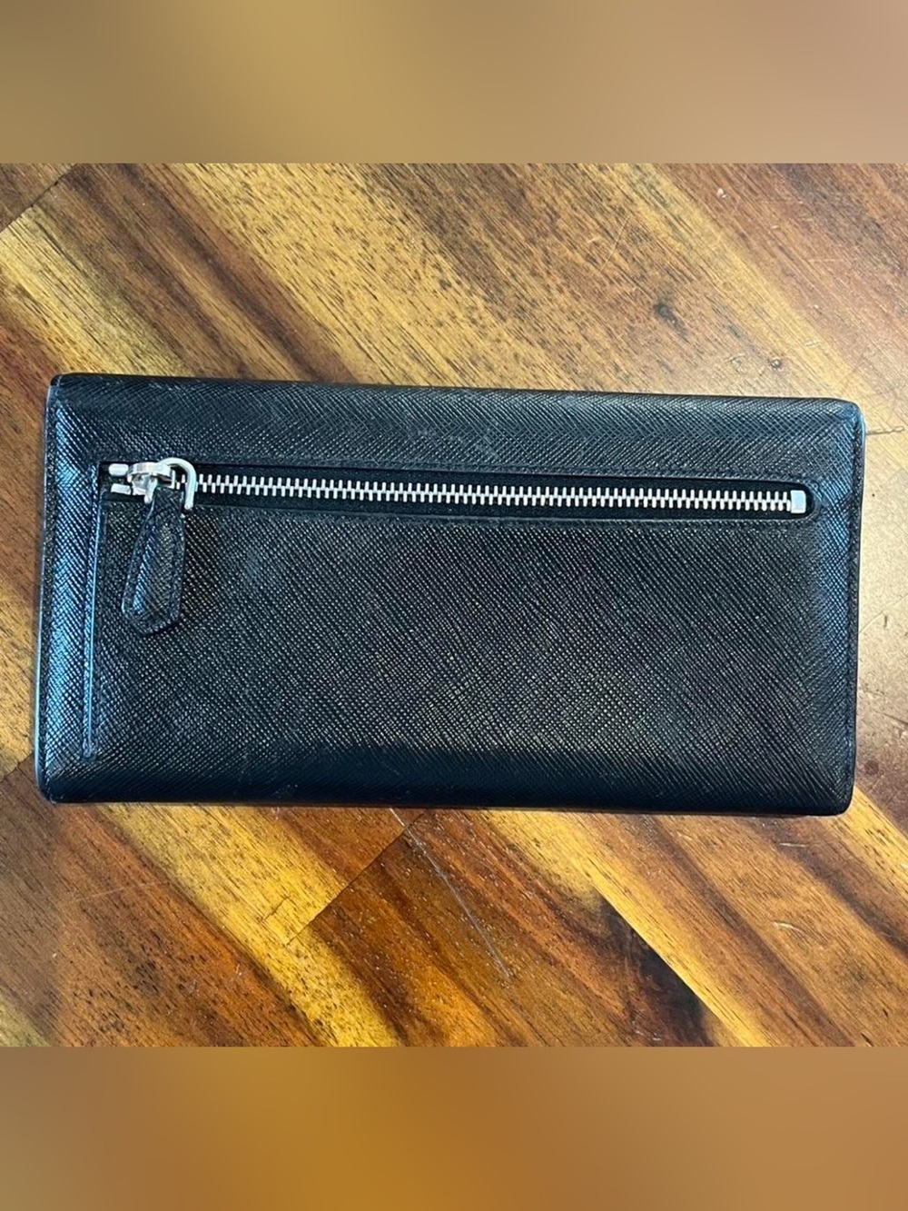 Prada Black Saffiano Envelope Card Wallet with Silver Logo - Picture 3 of 8